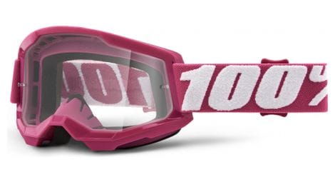 100% strata 2 goggle | pink white | clear lenses
