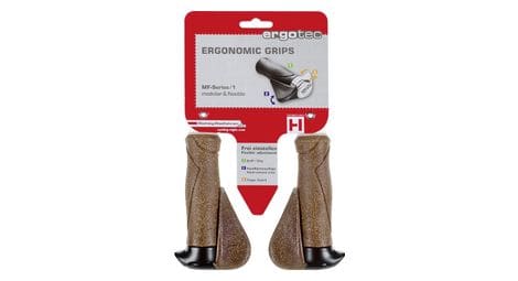 Ergotec grips mf1 cork / aluminium 130+130 mm - marron / noir