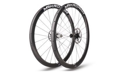 Paire de Roues carbone Gravel - MaKadamm gravax 41 premium à pneus - 1292gr la paire - centerlock - axe 12X100 | 12X142