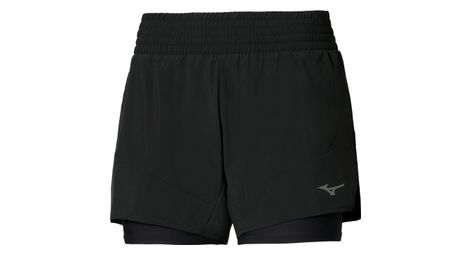 Mizuno 2-in-1-short 4,5 inch, zwart, dames
