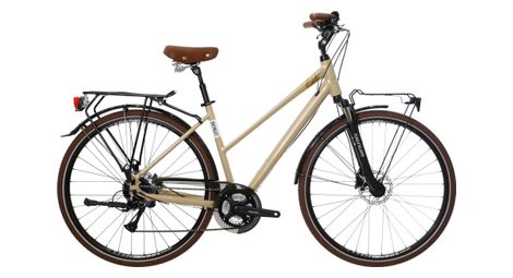 Velo de ville femme bicyklet colette shimano acera altus 8v 700 mm beige
