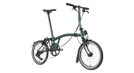 Bicicletta pieghevole Brompton P-Line a 4 velocità con manubrio ribassato, colore Racing Green