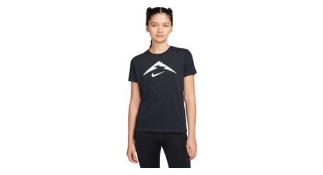 Nike dri-fit trail logo damesshirt met korte mouw zwart