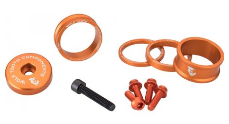 Kit de Personnalisation Wolf Tooth Anodized Color Kit (Entretoises de Direction, Capot de Direction, Vis de Porte-Bidon) Orange