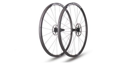 Paire de roues carbone route – MaKadamm evora 25 disc xpremium à pneus – 1130 gr la paire – centerlock – axe 12x100 | 12x142