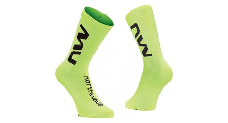 Chaussettes northwave extreme air mid jaune fluo noir