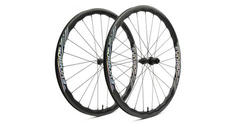 Paire de roues evoride evojet 35mm – holographique - 700c disque – 1395gr - 12x100 / 12x142 – shimano 10/11 vitesses - centerlock – 2023