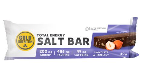 Barre énergétique salée goldnutrition total energy salt bar chocolat/noisettes - 40g