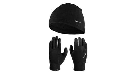 Nike fleece conjunto de guantes y gorro negro
