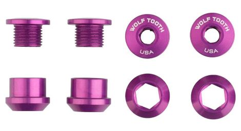 Lot de 4 Vis Cheminées Wolf Tooth 4 Chainring Bolts + Nuts for 1X 6mm Violet Ultraviolet