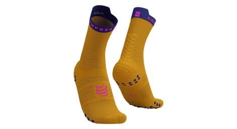 Chaussettes compressport pro racing v4.0 run high jaune / violet