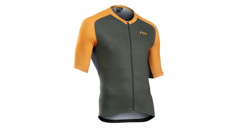 Maglia northwave force evo khaki/arancione a manica corta m