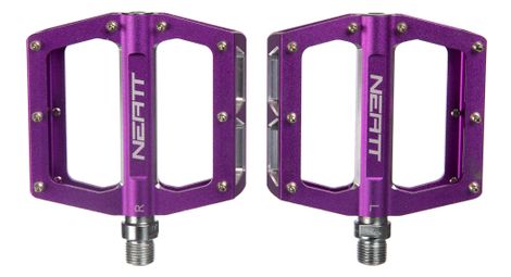 Pair of neatt attack v2 8 pin purple flat pedals