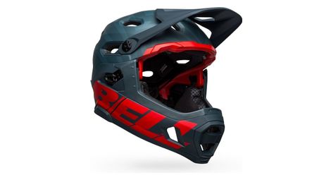 Casque avec mentonniere amovible bell super dh spherical mips bleu   rouge crimson