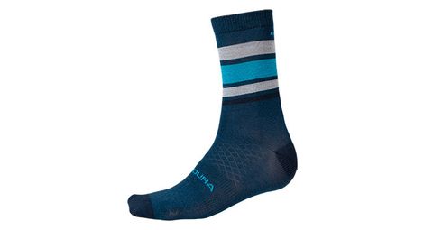 Chaussettes hiver endura baabaa stripe mérinos myrtille bleu