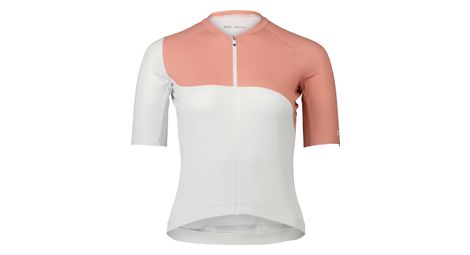 Maillot manches courtes femme poc essential road print rose blanc
