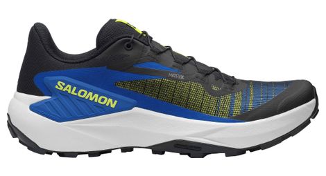 salomon genesis trail running shoes black blue yellow men s
