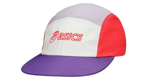 Gorra asics 5 paneles morada blanca roja