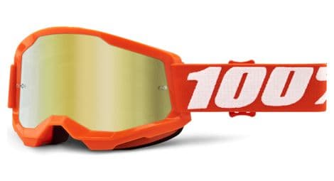 100% strata 2 goggle | orange | gold mirror lenses