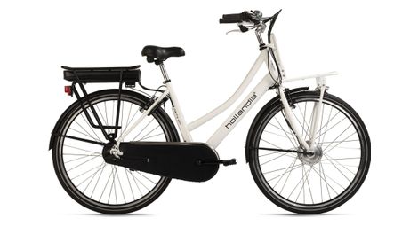 Vélo de ville pedelec dame hollandia carry on 28  vélo electrique blanc 250 watt li-ion 36v/13 ah 3 vitesses