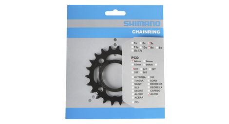 Shimano plateau 22t alivio fc-m4000 / fc-m4050 9 vitesses - avec protège-chaîne - noir