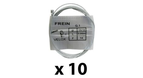 Boîte de 10 câbles de frein vélo route-city velox 3.00 m