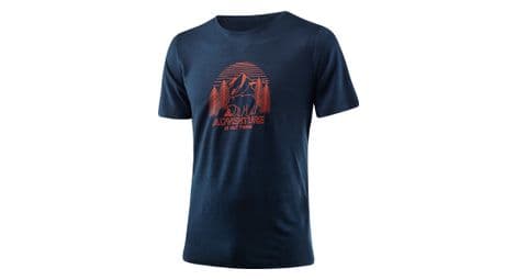 Loeffler t-shirt pour hommes printshirt adventure merino - tencel ™ bleu foncé