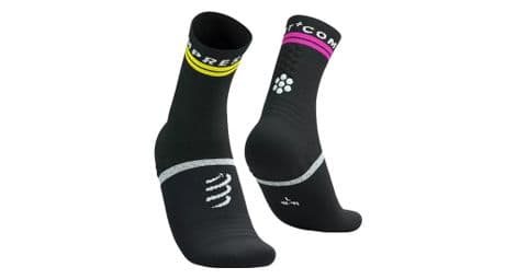 Compressport pro marathon sokken v2.0 zwart/geel/roze