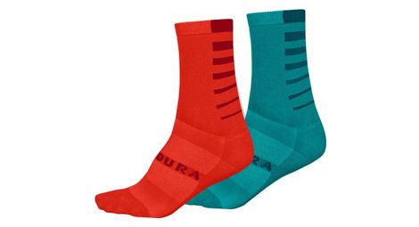 Chaussettes endura femme coolmaxr stripe vert red