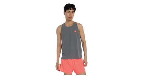 Heren New Balance Race Day Ultra Licht Grijs/Rood Tank Top