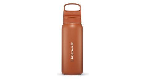 Bouteille filtre à eau lifestraw go 2.0 kyoto orange isolée en acier inoxydable 1 litre-orange