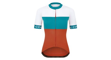 Maglia le col léger sport donna a manica corta bianco/blu/arancione xs