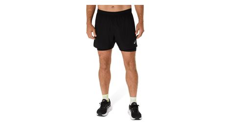 2 in 1 asics core run 5in black men s shorts