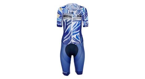 Combinaison trifonction ironman x santini championnat du monde nice 2024 - bleu/blanc