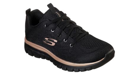 Chaussures Lifestyle Skechers Gracefulget Connected Noir/Rose Gold Femme