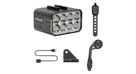 Phare vélo cyclami cyc1800, support compteur et télécommande – 1800 lumens, aluminium, batterie 4000 mah