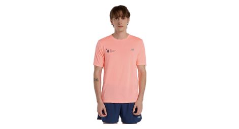 Maillot manches courtes new balance tcs nyc marathon athletics rose homme