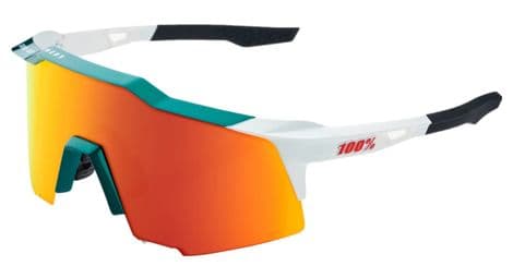 Lunettes 100% speedcraft blanc gloss metallic - verrres hiper miroir multilayer rouge