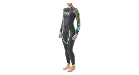 Combinaison de triathlon femme tyr hurricane cat 2 noir/jaune/turquoise