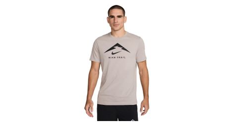 Maillot de manga corta nike dri-fit trail gris logo para hombre