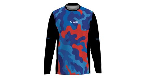 Maillot manches longues mtb enduro camo bleu