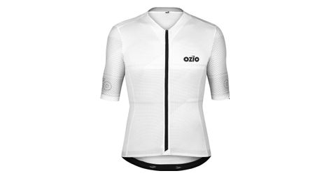Ozio maillot cycliste manches courtes leader blanc homme coupe ajustee
