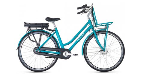 Velo electrique e bike alu femme 28  cantaloupe bleu