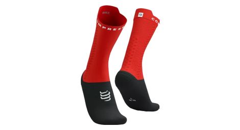 Chaussettes compressport pro racing socks v4.0 bike rouge/noir