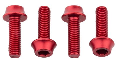 Set van 4 wolf tooth water bottle cage bolts m5x15 mm rood