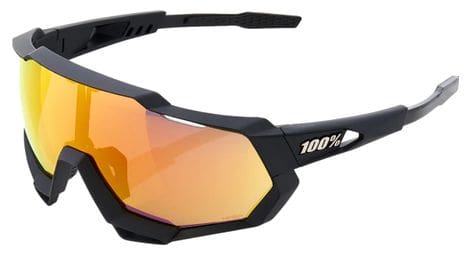 100% speedtrap soft tact black - hiper red multilayer + yellow mirror lenses