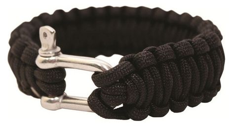 Bracelet en paracorde noir avec manille metal bushcraft bcb