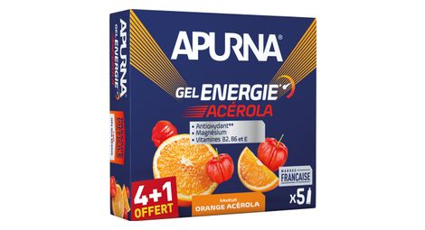 Pak van 5 apurna energy gels moeilijke passage acerola sinaasappel 5x35g