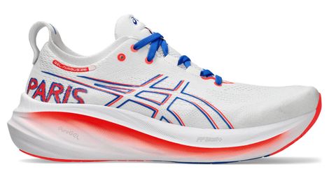 Chaussures de running asics gel nimbus 26 paris blanc bleu rouge 45