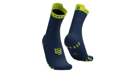Chaussettes compressport pro racing socks v4 0 run high bleu vert